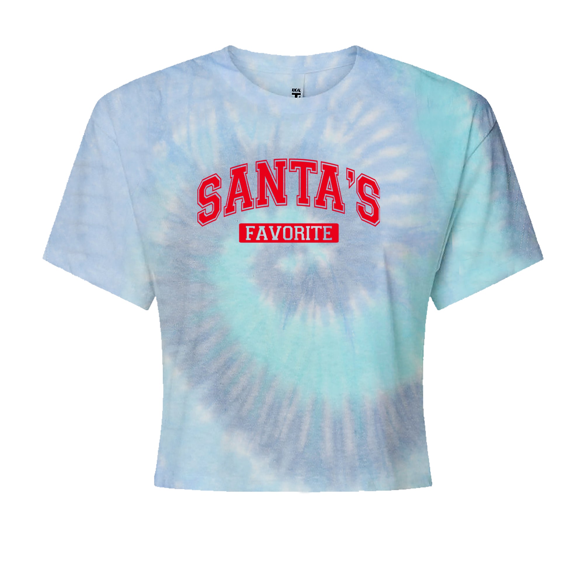 Santa's Favorite Cropped T-Shirt Blue Clouds
