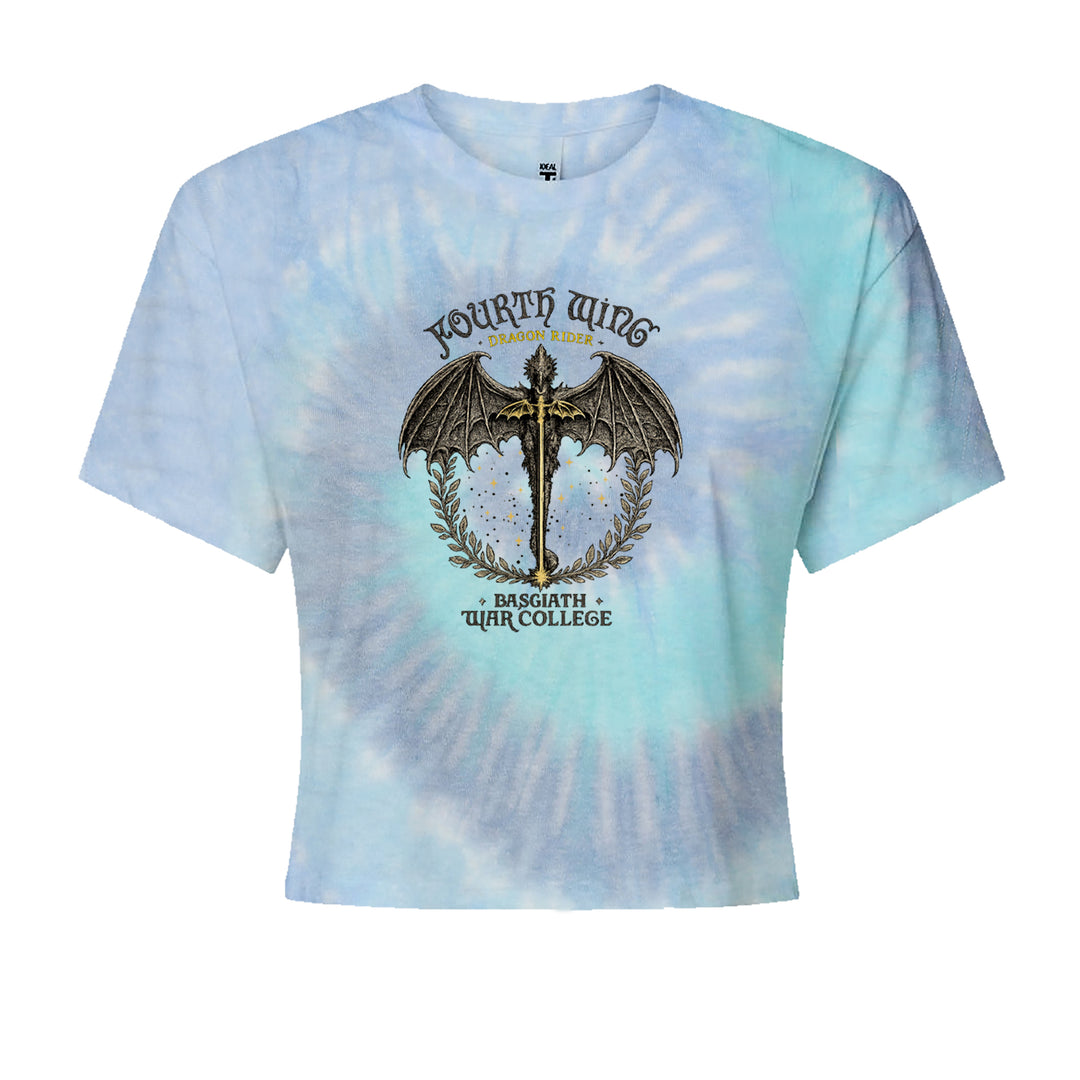 Fourth Wing Dragon Rider Vintage Basgiath War College Cropped T-Shirt Blue Clouds