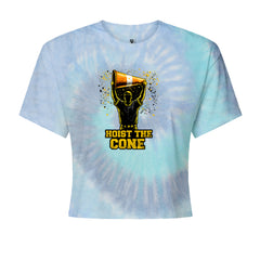 Hoist The Cone Pittsburgh Pride Cropped T-Shirt Blue Clouds