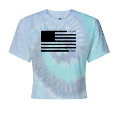 Redacted American Flag Cropped T-Shirt Blue Clouds