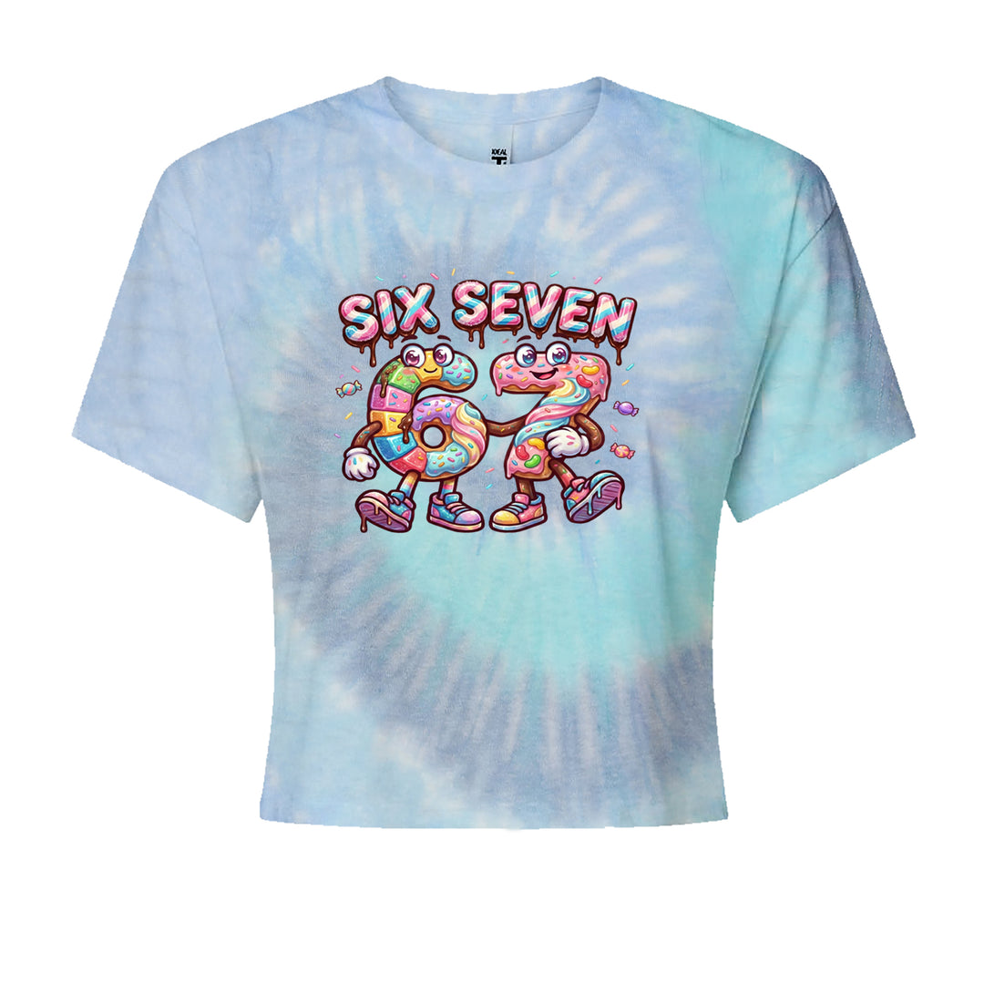 67 Candy Swirl Meme Cropped T-Shirt Blue Clouds