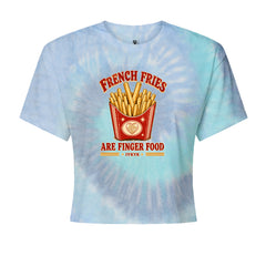 French Fries Are Finger Food IYKYK Cropped T-Shirt Blue Clouds