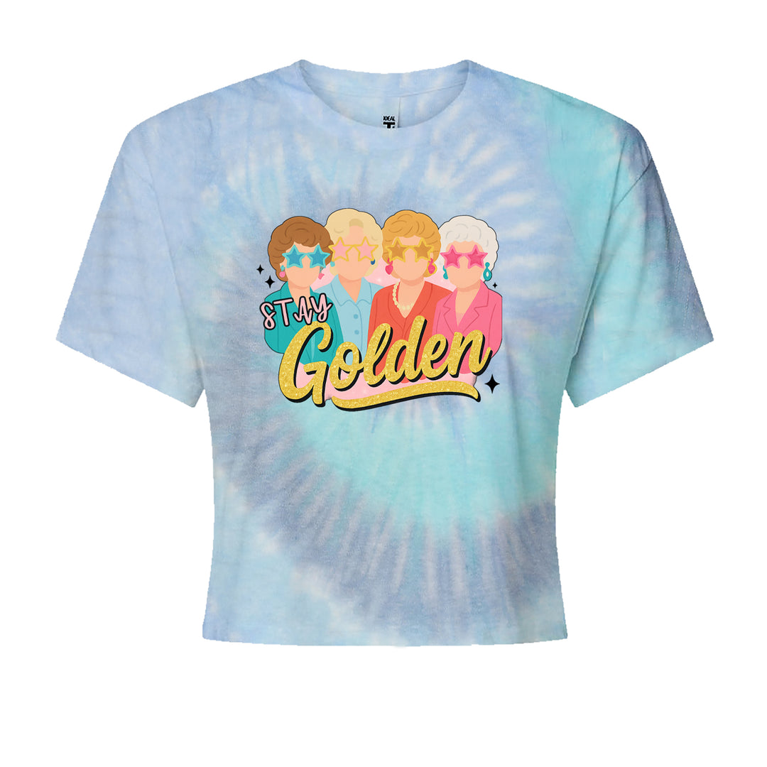 Stay Golden Girls Retro Cropped T-Shirt Blue Clouds