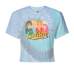 Stay Golden Girls Retro Cropped T-Shirt Blue Clouds