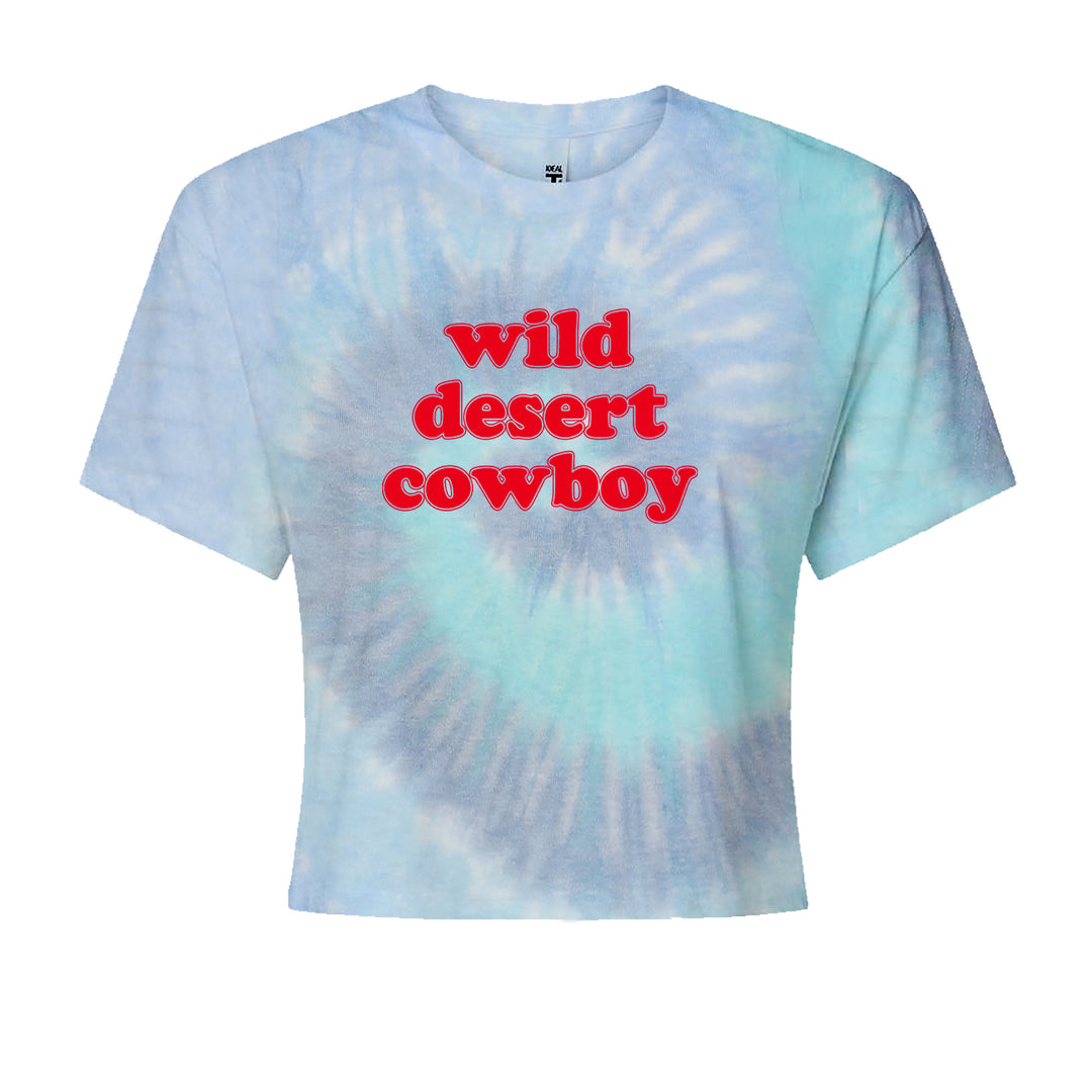 Wild Desert Cowboy Country Cropped T-Shirt Blue Clouds