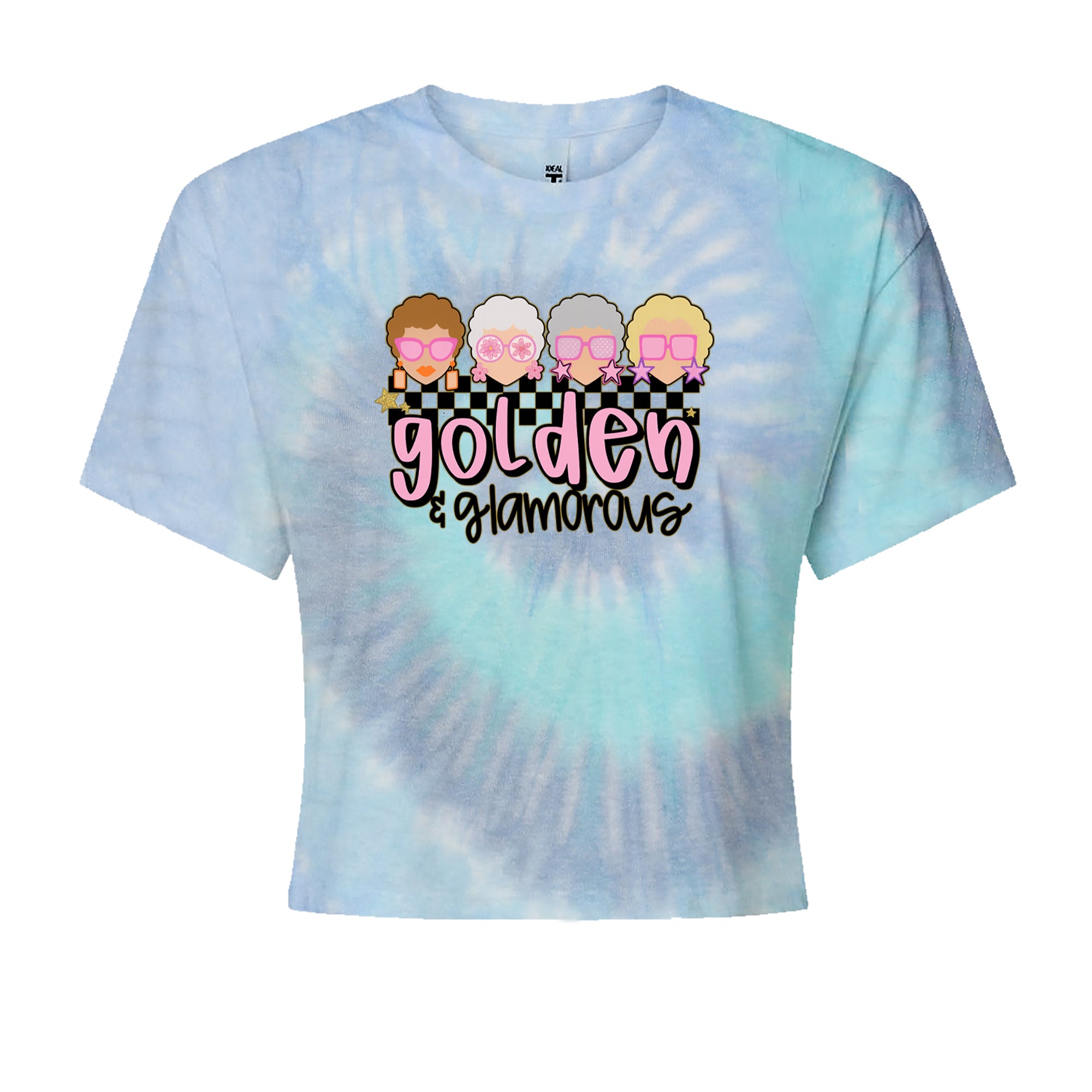 Golden And Glamorous Golden Girls Cropped T-Shirt Blue Clouds