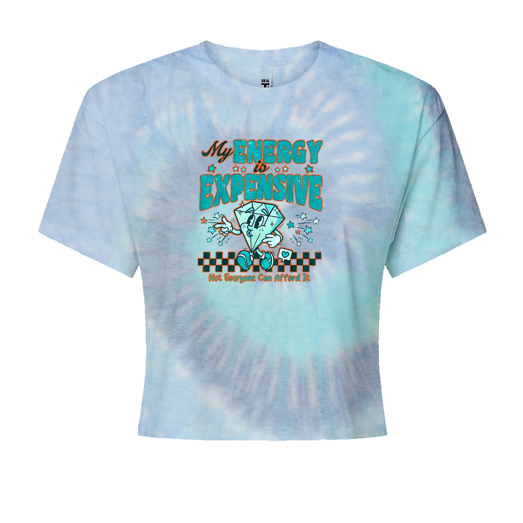 Diamond My Energy Is Expensive Cropped T-Shirt Blue Clouds