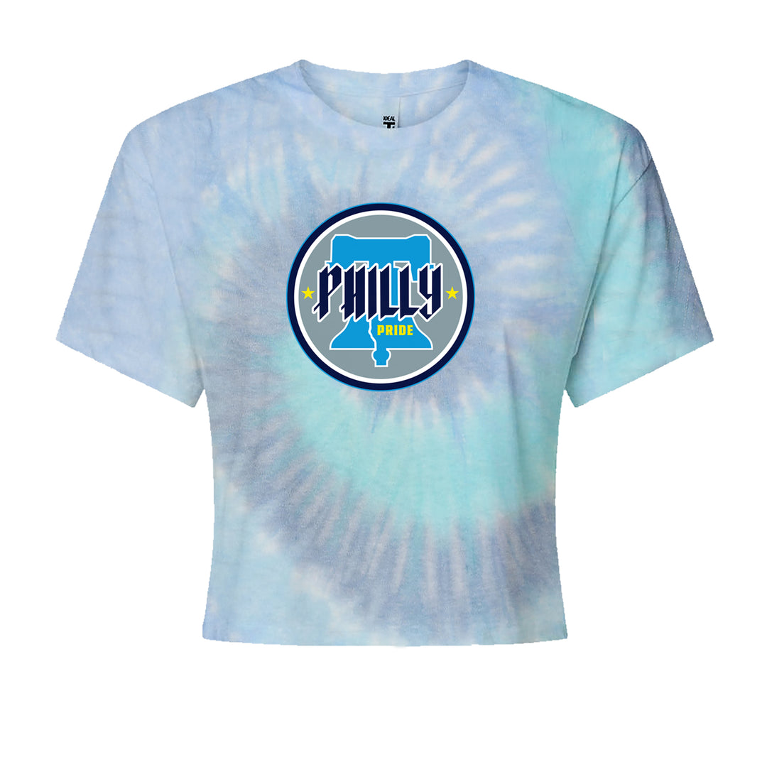 Philly Pride Liberty Bell Cropped T-Shirt Blue Clouds