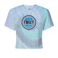 Philly Pride Liberty Bell Cropped T-Shirt Blue Clouds
