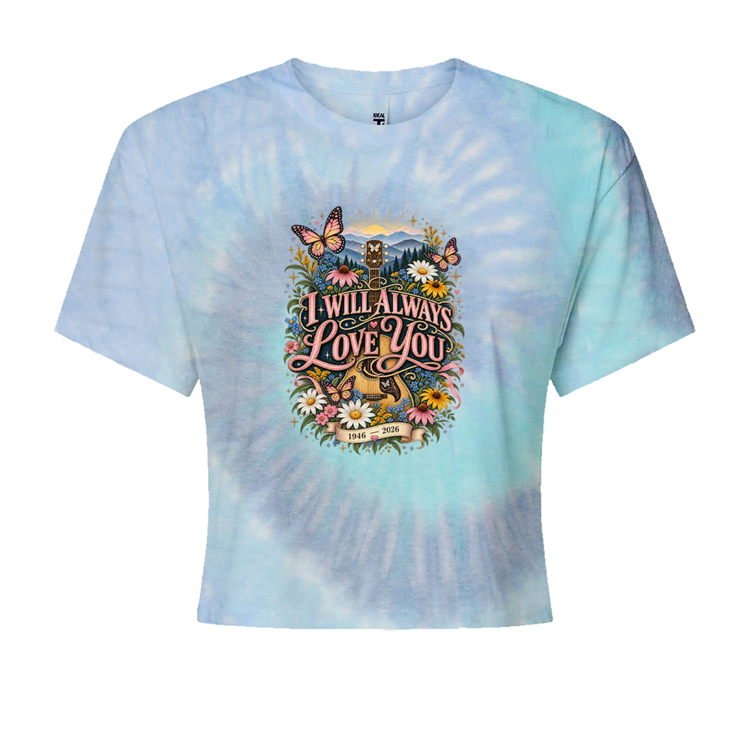 I Will Always Love You Dolly Cropped T-Shirt Blue Clouds