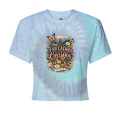 I Will Always Love You Dolly Cropped T-Shirt Blue Clouds
