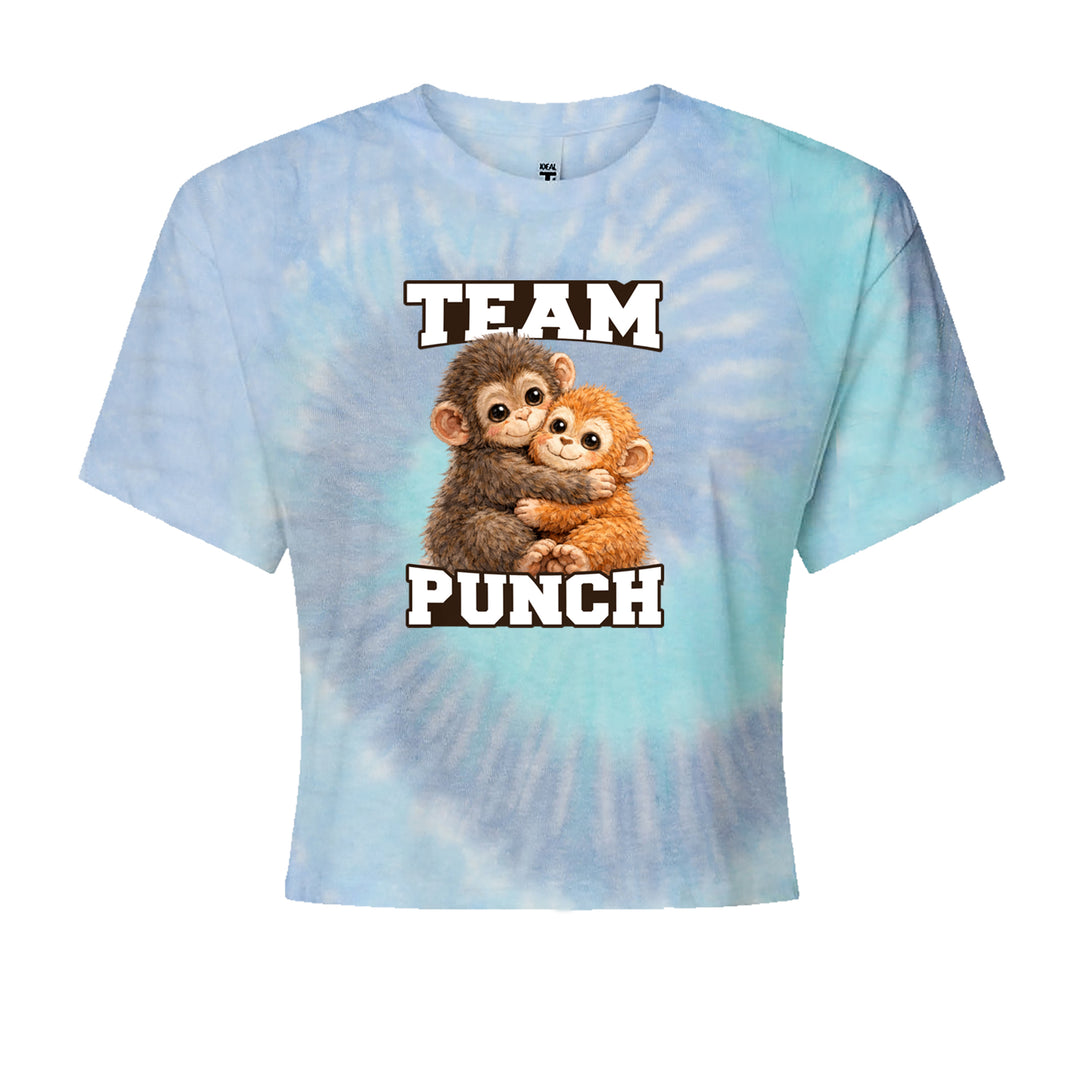 Team Punch Panchi-kun Monkey Cropped T-Shirt Blue Clouds