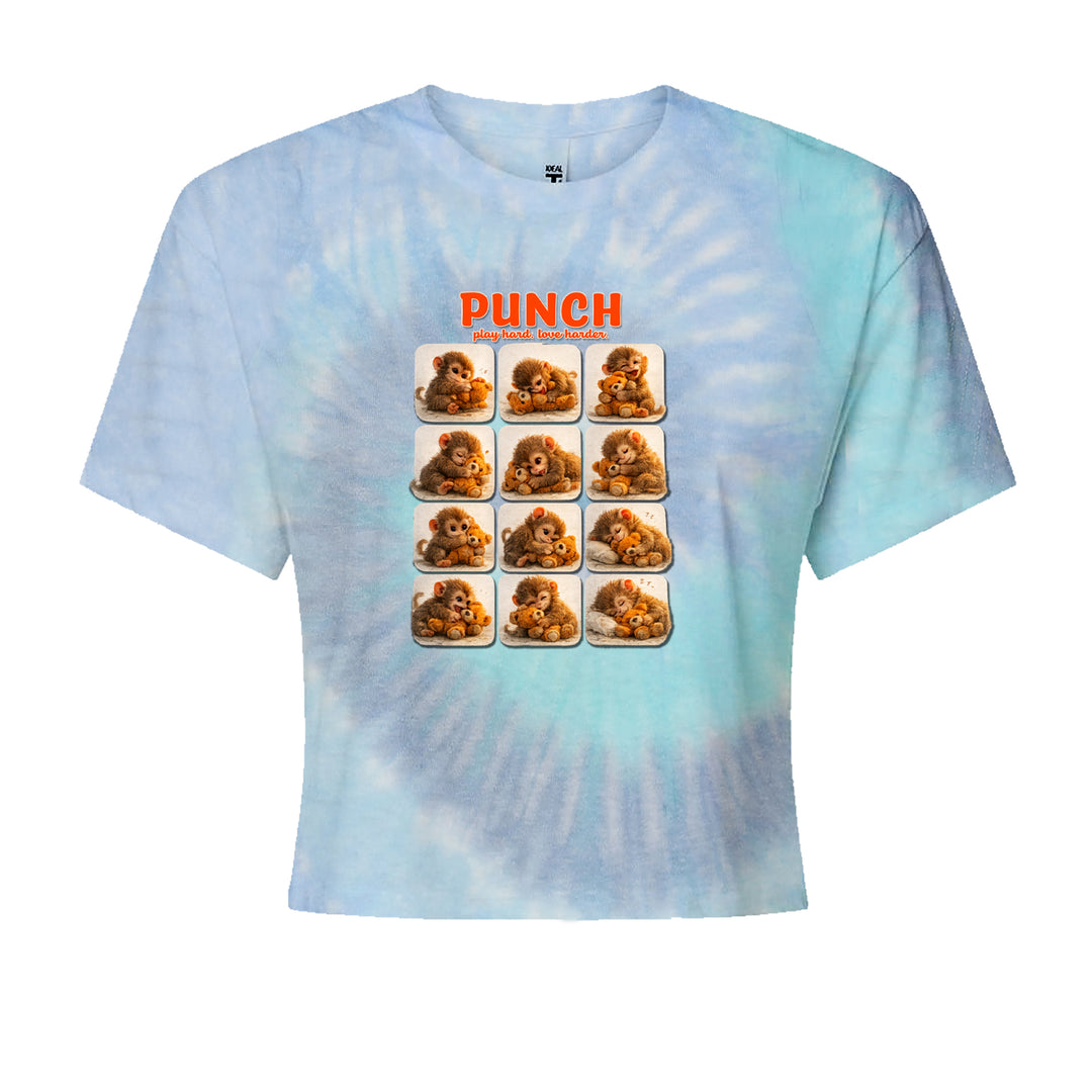 Punch Play Hard Love Harder Cropped T-Shirt Blue Clouds