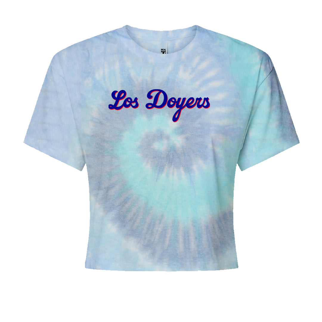 Los Doyers LA Baseball Cropped T-Shirt Blue Clouds