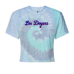 Los Doyers LA Baseball Cropped T-Shirt Blue Clouds