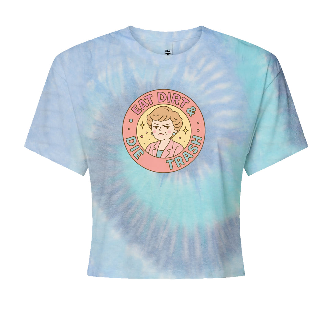 Eat Dirt And Die, Trash Golden Girls Cropped T-Shirt Blue Clouds