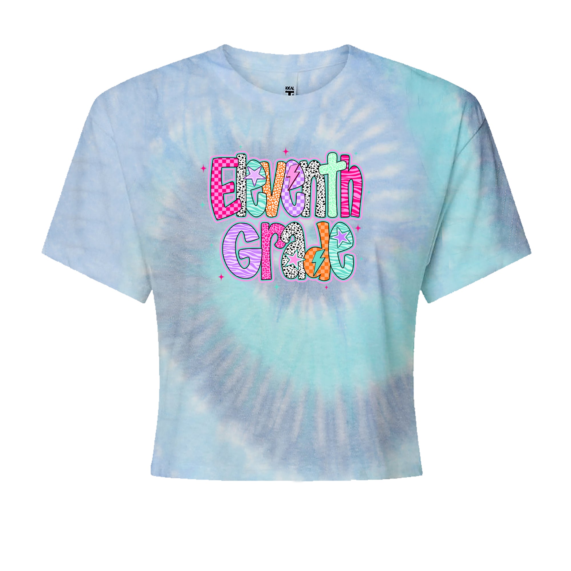 Eleventh Grade Extra Colorful Back to School Cropped T-Shirt Blue Clouds