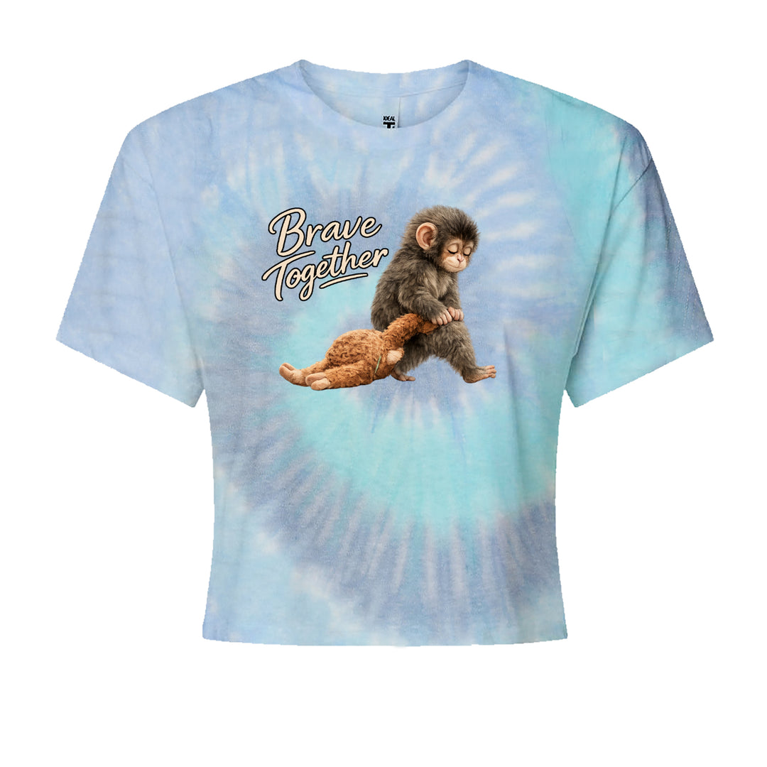 Punch Brave Together Stuffed Animal Cropped T-Shirt Blue Clouds