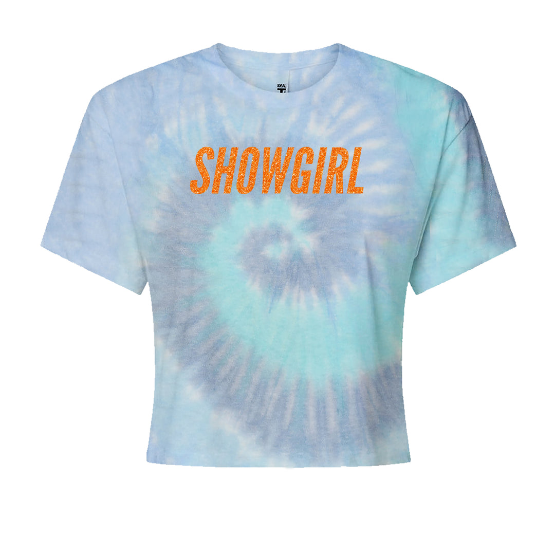 Showgirl Orange Glitter Cropped T-Shirt Blue Clouds