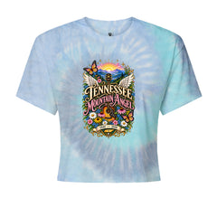 Tennessee Mountain Angel Wings Dolly Cropped T-Shirt Blue Clouds