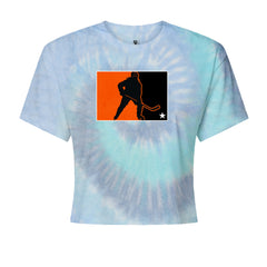 Hockey Enforcer Retro Vintage Cropped T-Shirt Blue Clouds