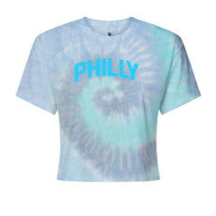 Philly Philadelphia Pride Cropped T-Shirt Blue Clouds