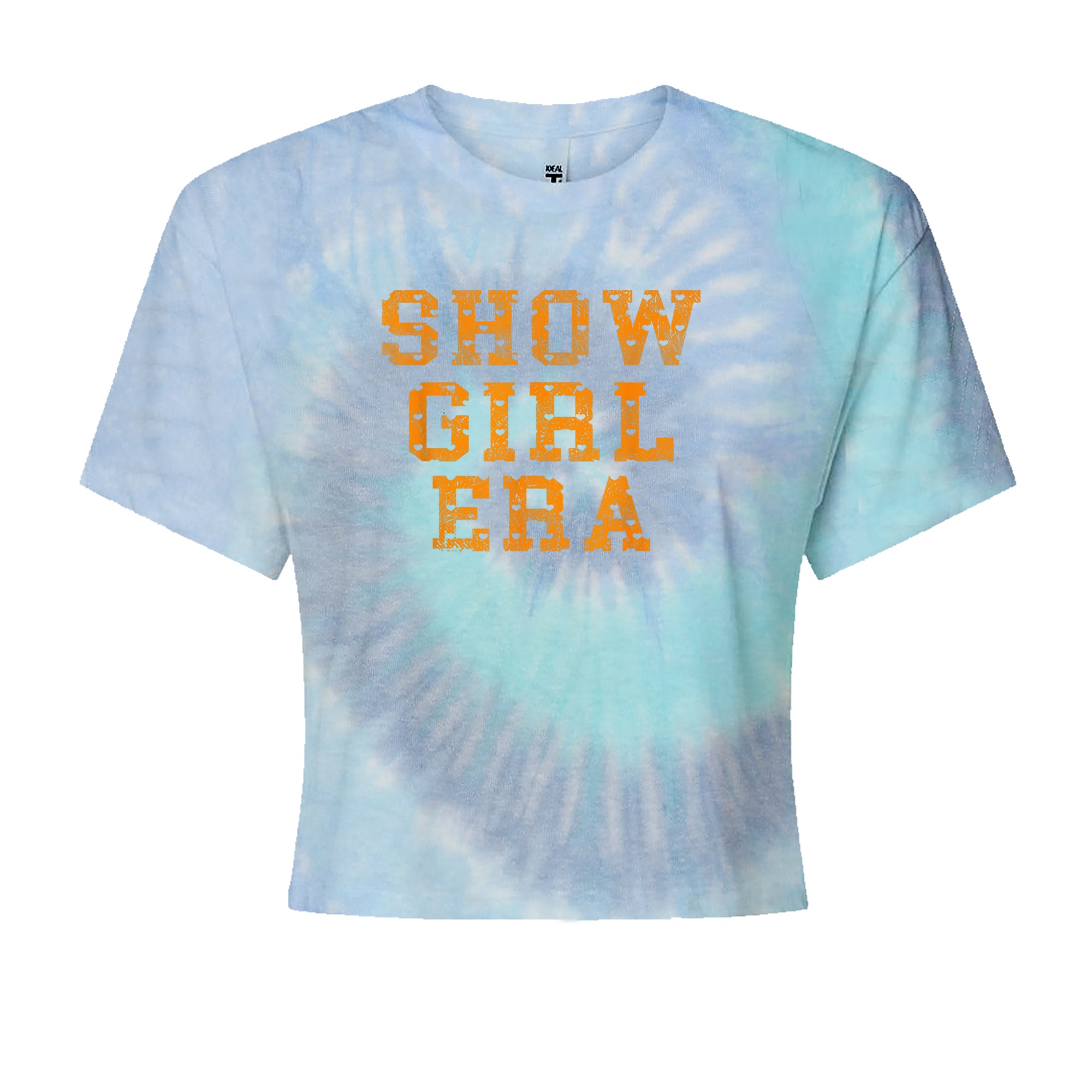 Vintage Showgirl Era Heart Cropped T-Shirt Blue Clouds