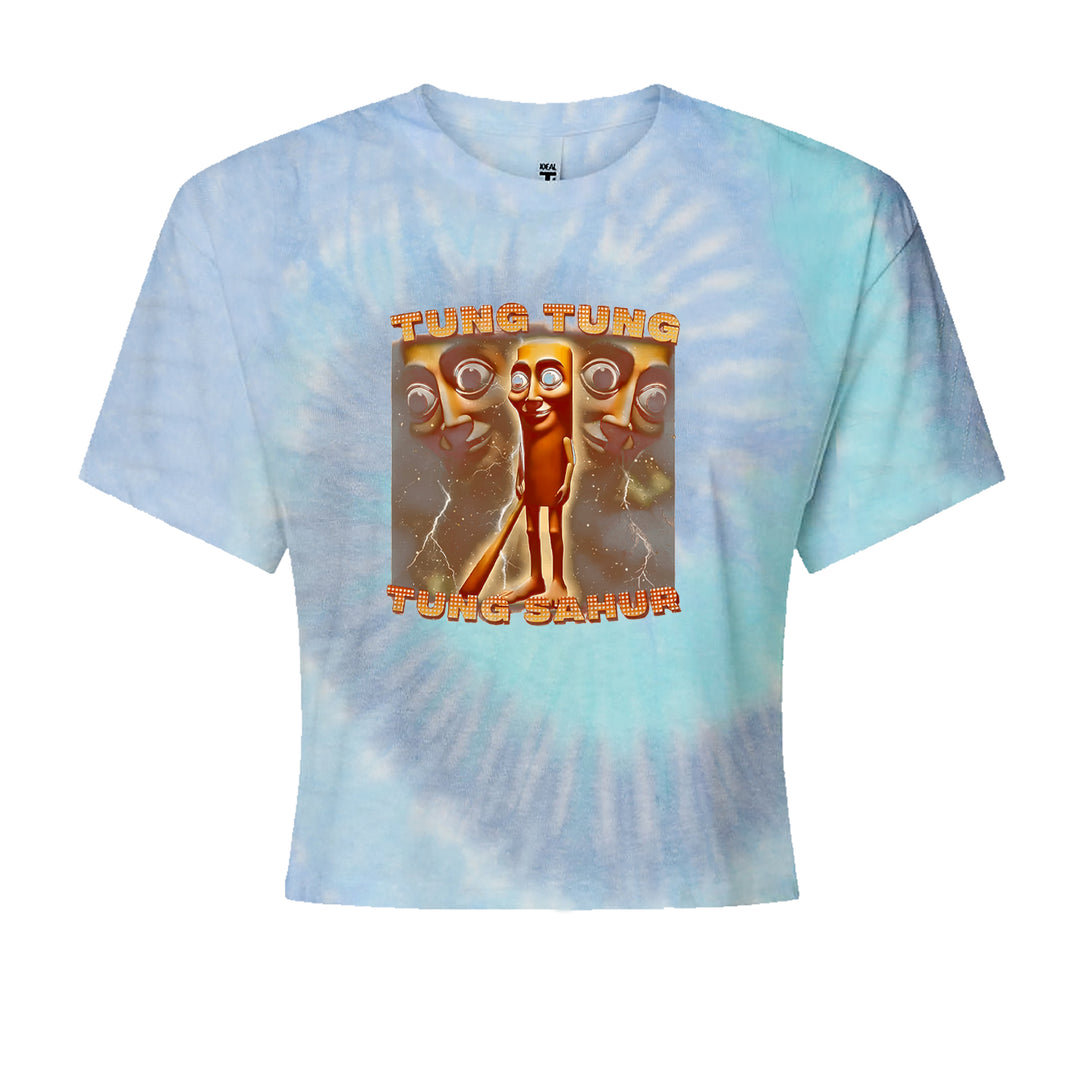 Tung Tung Tung Sahur Enforcer Cropped T-Shirt Blue Clouds