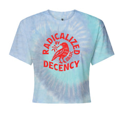 Radicalized by Basic Decency Dove Protest Statement Cropped T-Shirt Blue Clouds