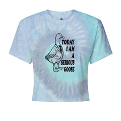 Today I Am A Serious Goose Cropped T-Shirt Blue Clouds