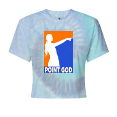 Point God Cunningham Basketball Pointing Meme  Cropped T-Shirt Blue Clouds