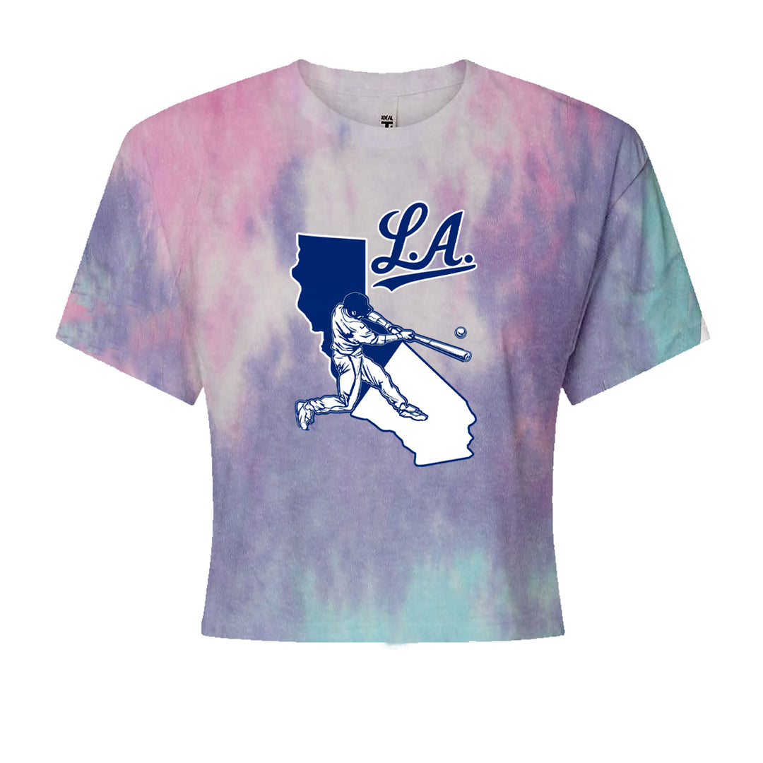 Los Angeles Baseball Batter Up Cropped T-Shirt Cotton Candy