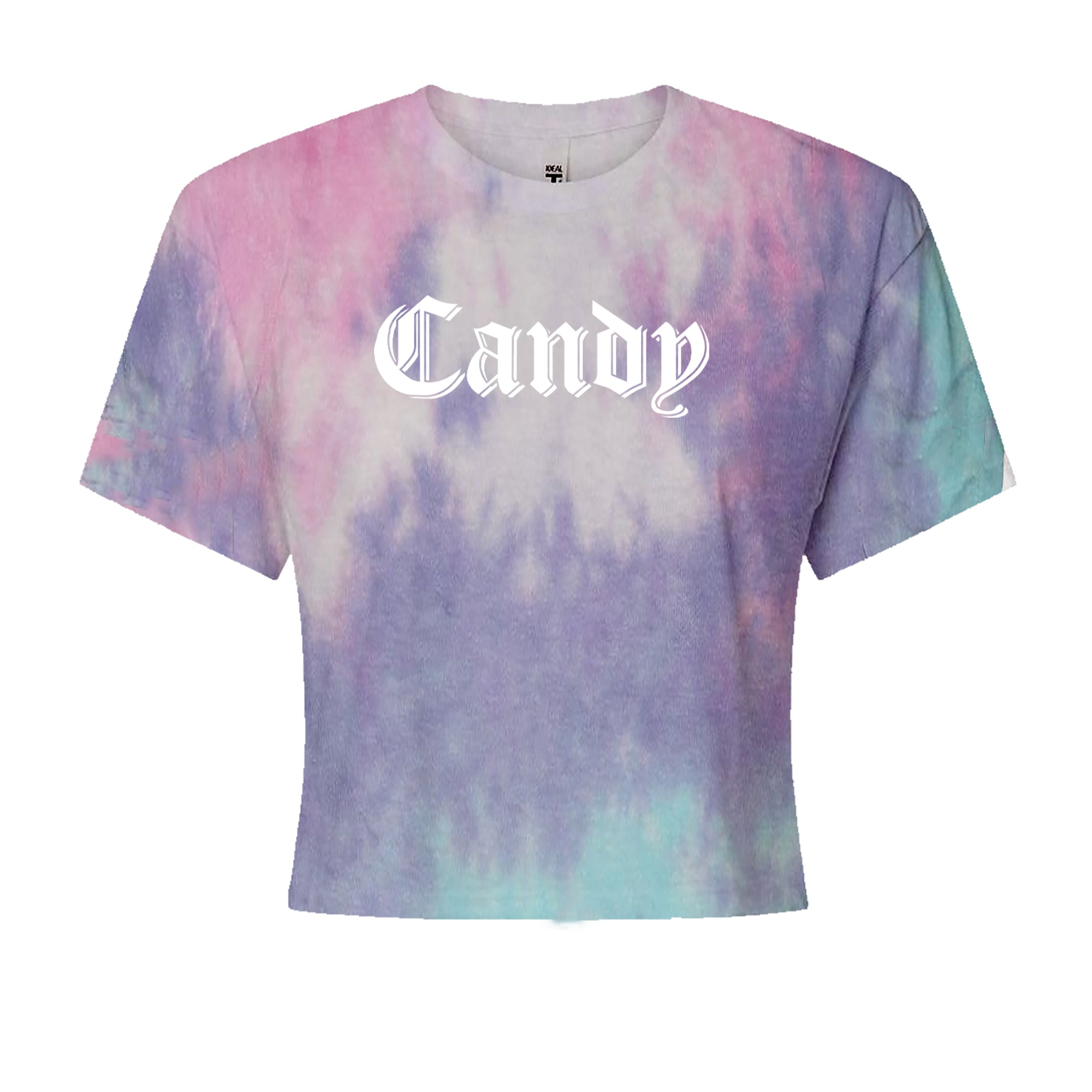 Candy Gothic Lettering Cropped T-Shirt Cotton Candy