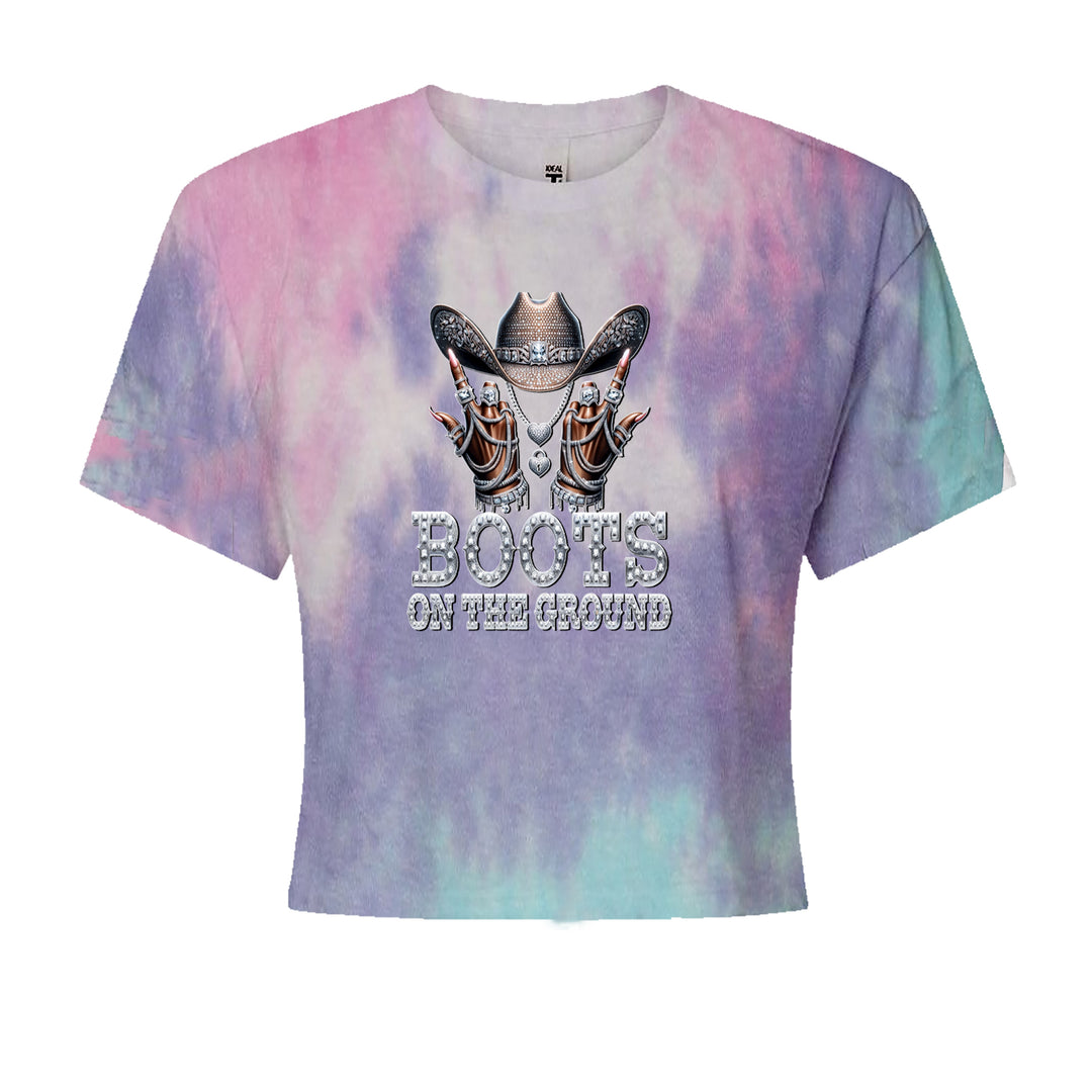 Boots On The Ground Bling Cropped T-Shirt Cotton Candy