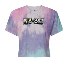 New York City 212 Area Code Skyline  Cropped T-Shirt Cotton Candy