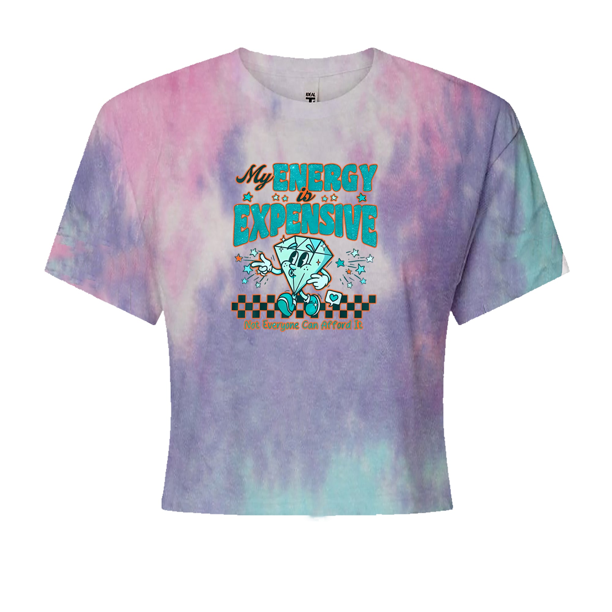 Diamond My Energy Is Expensive Cropped T-Shirt Cotton Candy