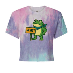 Sign Resist Meme Frog Protest Cropped T-Shirt Cotton Candy