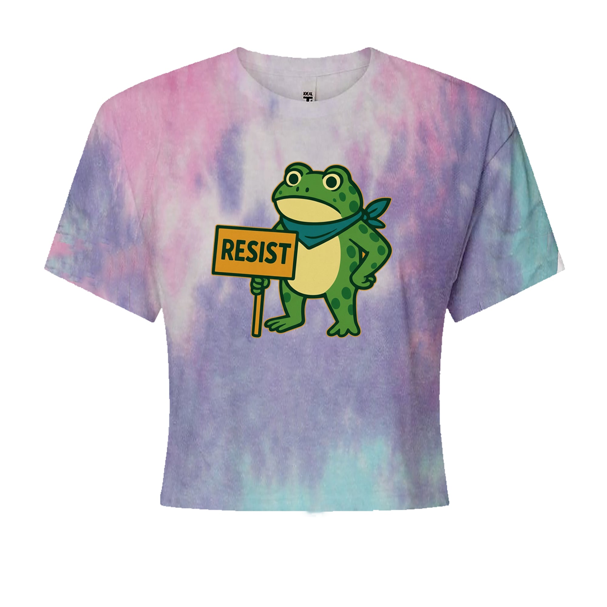Sign Resist Meme Frog Protest Cropped T-Shirt Cotton Candy