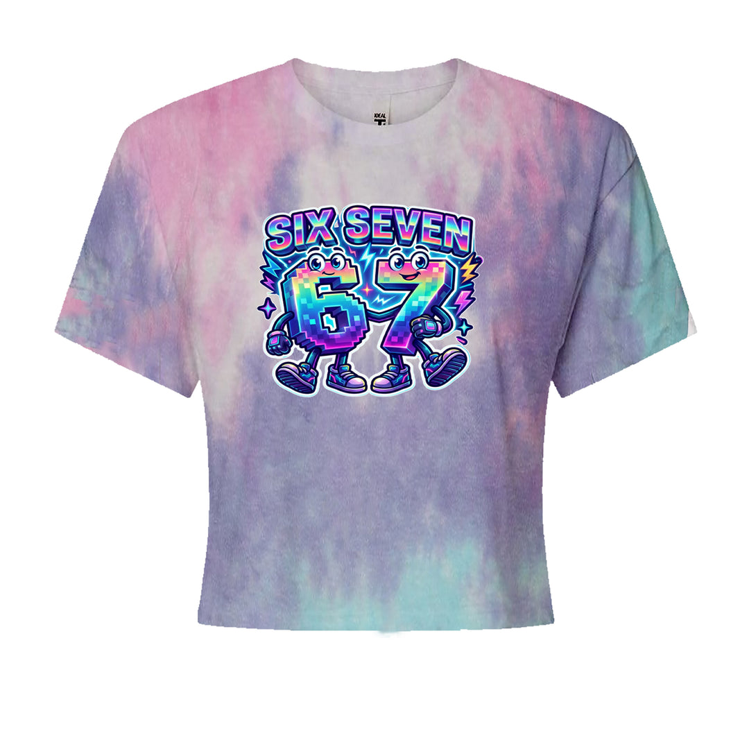 Six Seven 67 Retro Pixel Buddies Cropped T-Shirt Cotton Candy