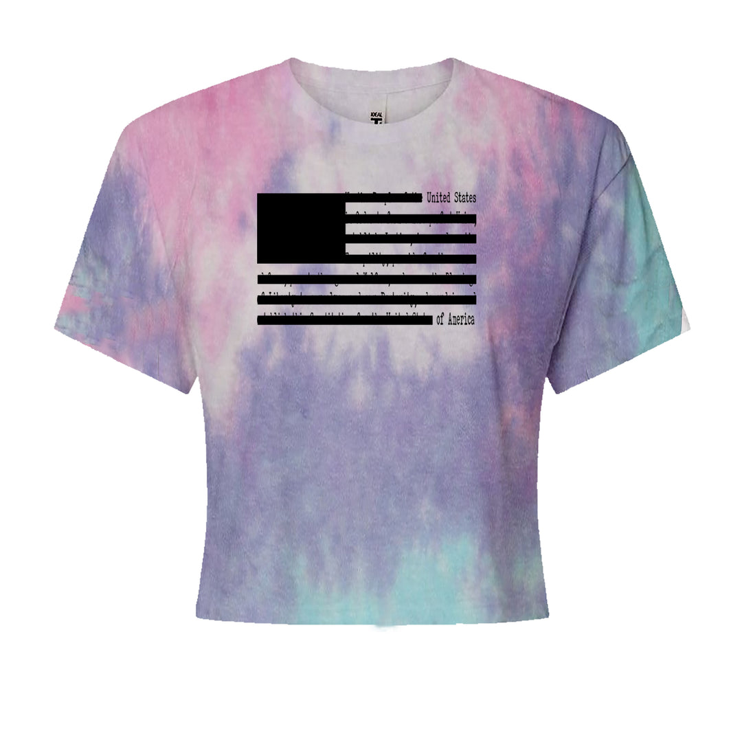 Redacted American Flag Cropped T-Shirt Cotton Candy
