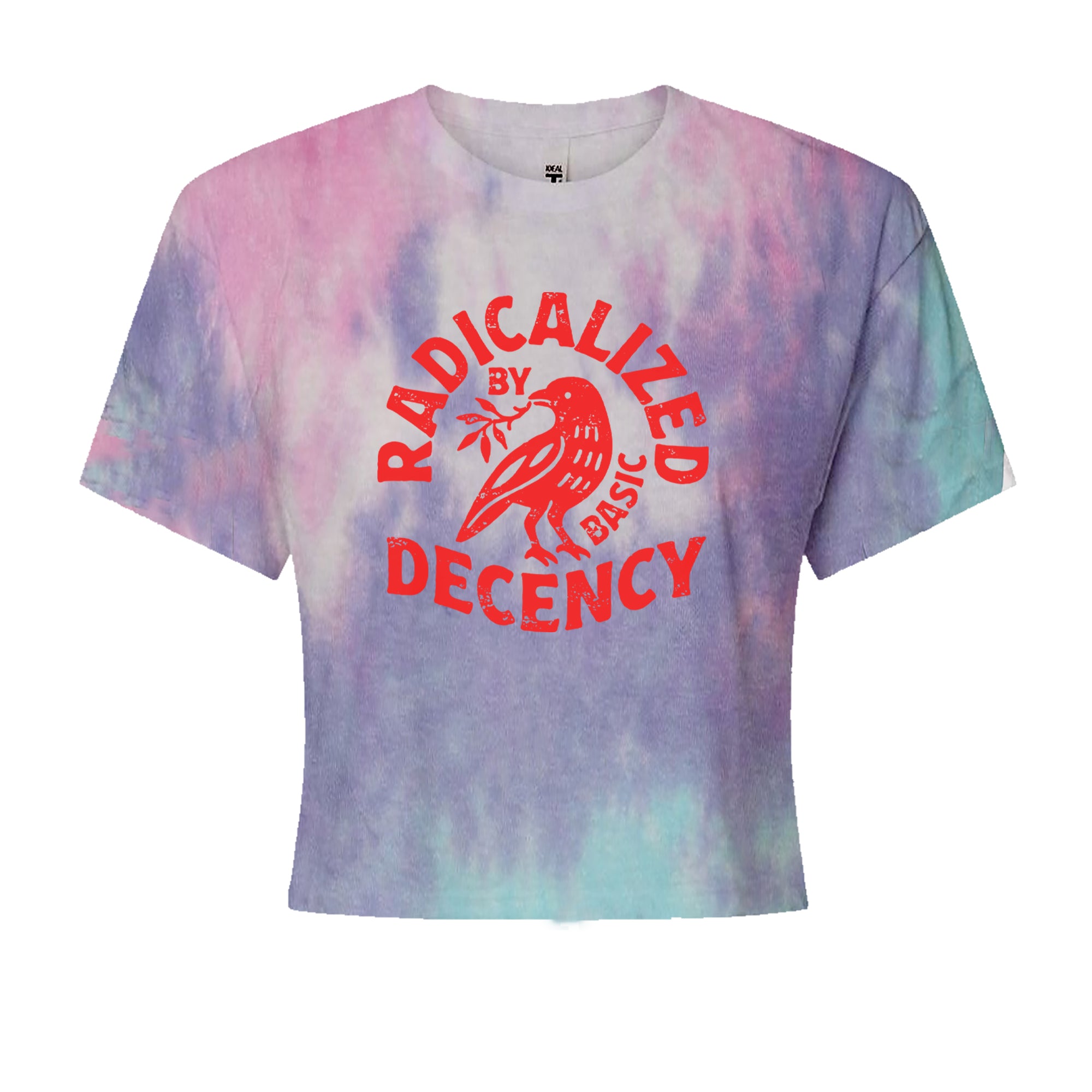 Radicalized by Basic Decency Dove Protest Statement Cropped T-Shirt Cotton Candy