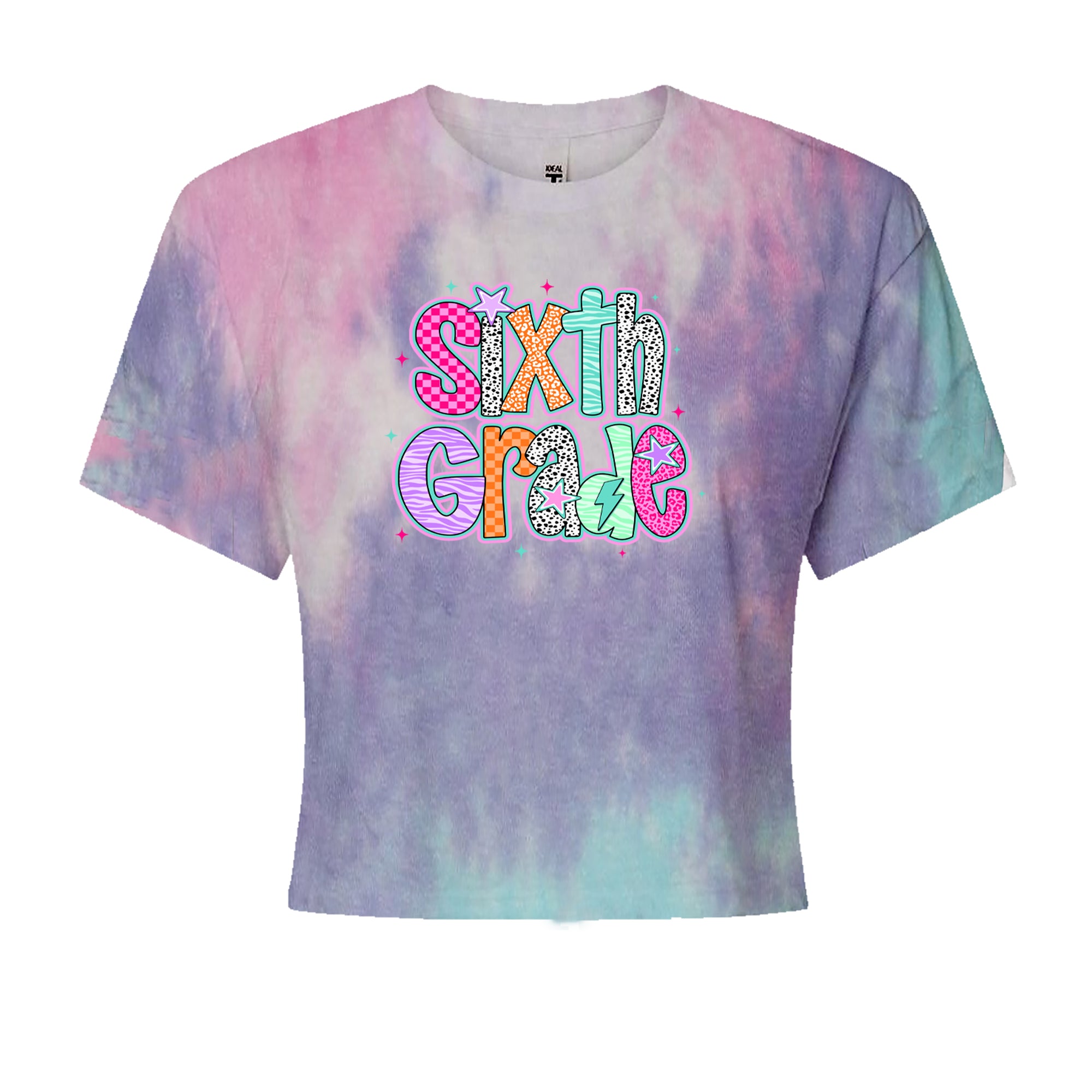 Sixth Grade Colorful Back to School Cropped T-Shirt Cotton Candy