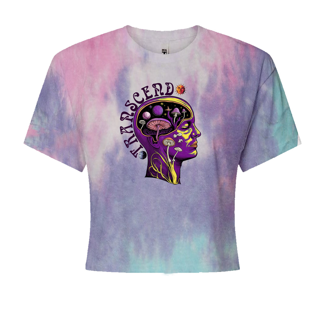 Psychedelic Cosmic Mushroom Head Cropped T-Shirt Cotton Candy