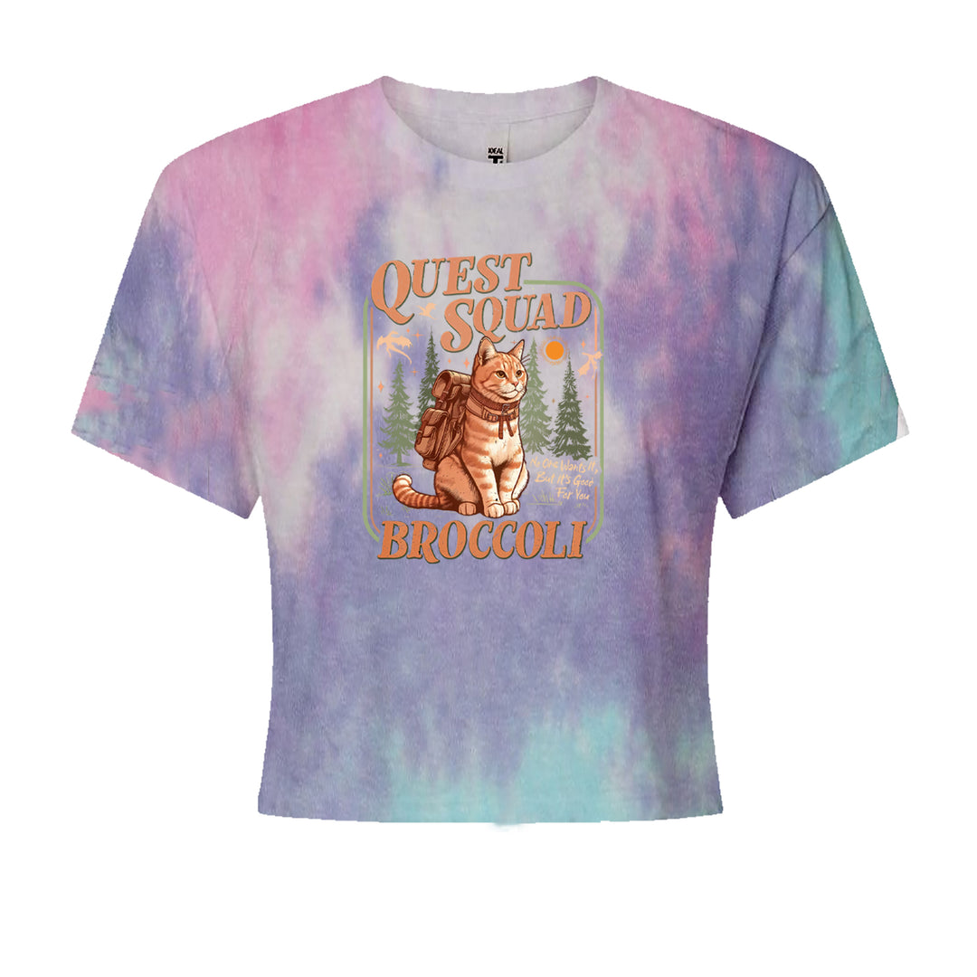 Quest Squad Broccoli Cat Fantasy Reader  Cropped T-Shirt Cotton Candy