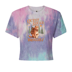 Quest Squad Broccoli Cat Fantasy Reader  Cropped T-Shirt Cotton Candy