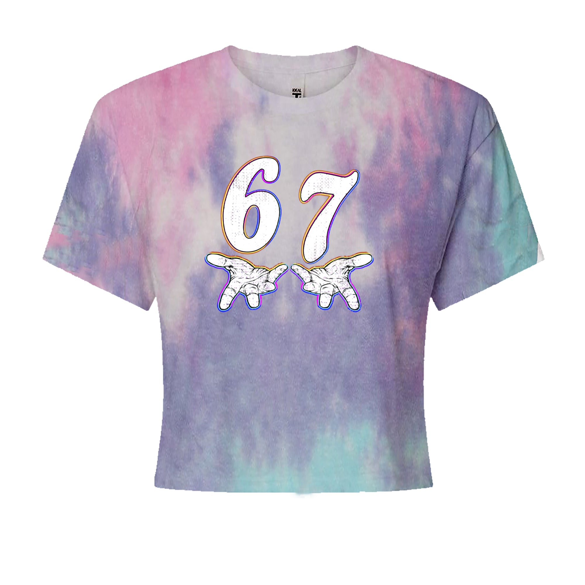 67 Hands Meme Viral Drill Cropped T-Shirt Cotton Candy