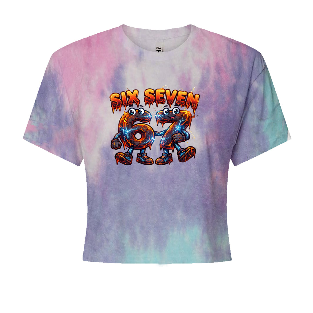 67 Lava Lightning Six Seven Meme Cropped T-Shirt Cotton Candy