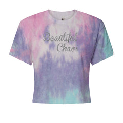 Beautiful Chaos Glitter Music Festival Cropped T-Shirt Cotton Candy