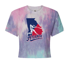 Atlanta Georgia Batter Up Cropped T-Shirt Cotton Candy