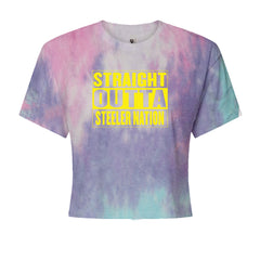 Straight Outta Steeler Nation Football graphic on Women's Boxy Crop T-Shirt in Cotton Candy